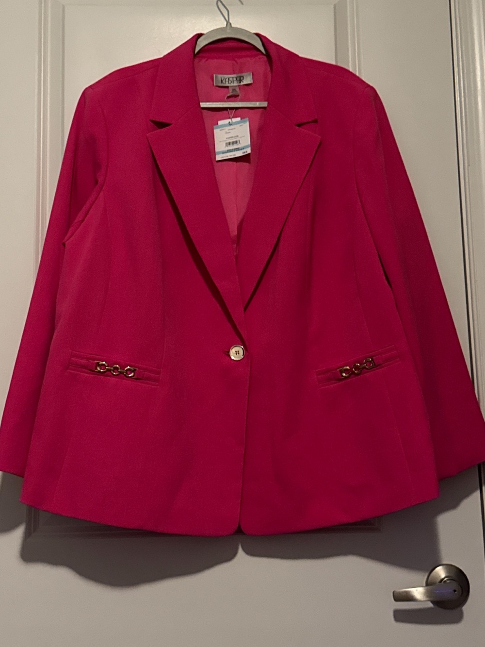 Kasper Women's Bright Pink Single-Button Tailored Blazer